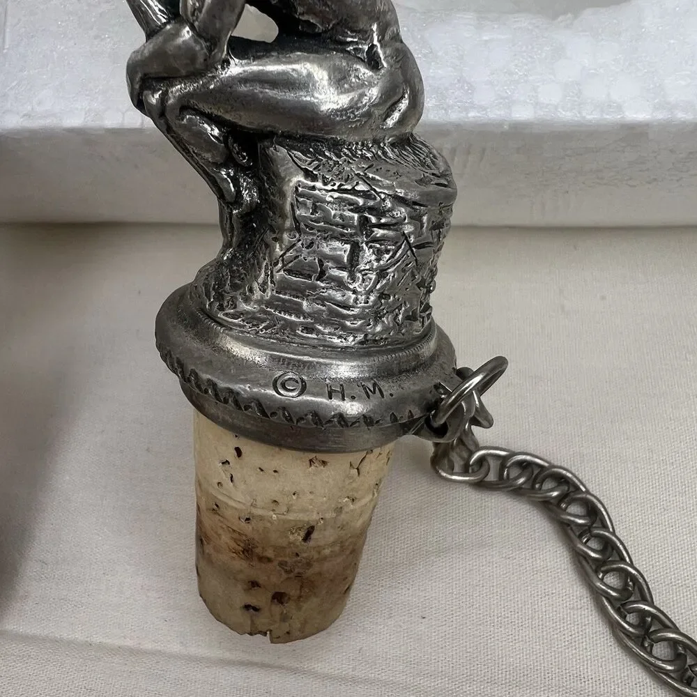 Lot Of‎ 4 Wine Bottle Stopper Deck Head The Thinker From H.M.Seashell From WTU